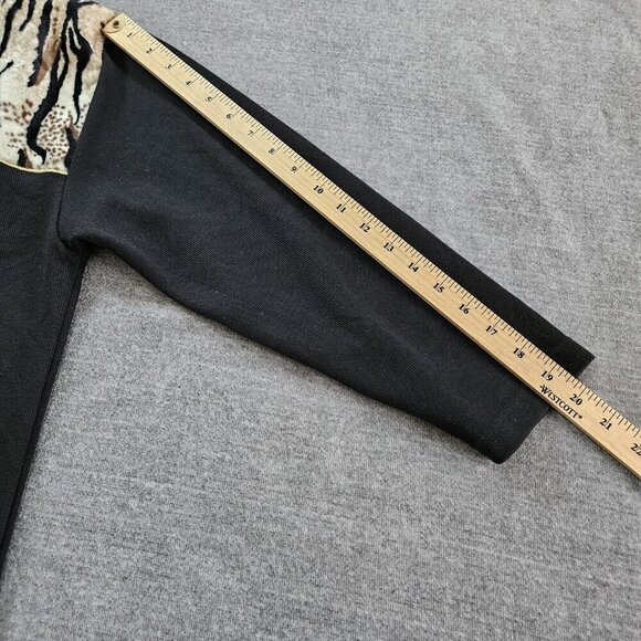 Nonpareil Top Womens L Leopard Animal Design 3/4 Sleeves Pullover Vintage 1980s - Picture 5 of 13